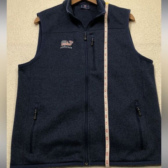 Vineyard Vines Mens Fleece Vest Navy Blue Size Medium California Whale Logo - Picture 6 of 11
